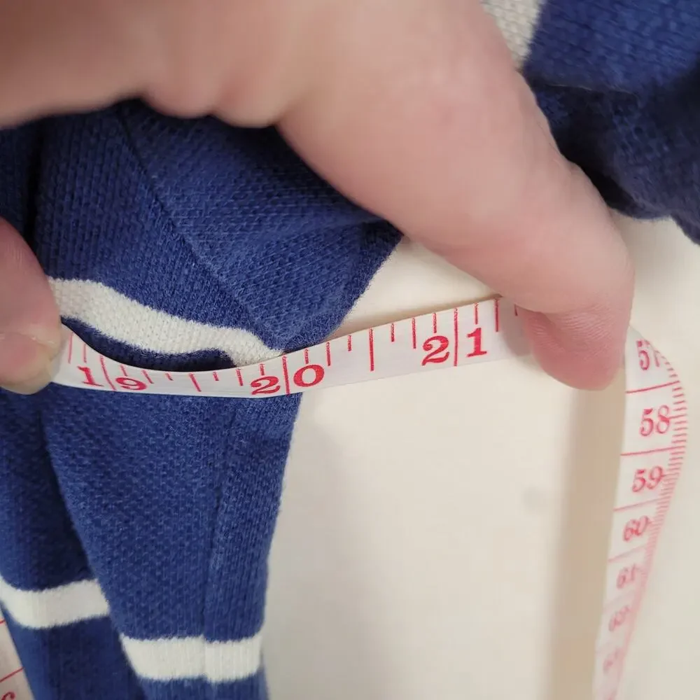 Vintage Polo Ralph Lauren Blue and White Striped Short Sleeved Polo Shirt Preppy